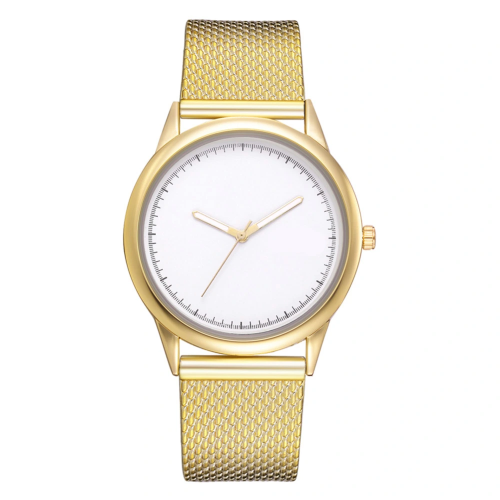 LVPAI Women Simple Silica Gel Alloy Quartz Watch Round Dial Wristwatch (Gold)