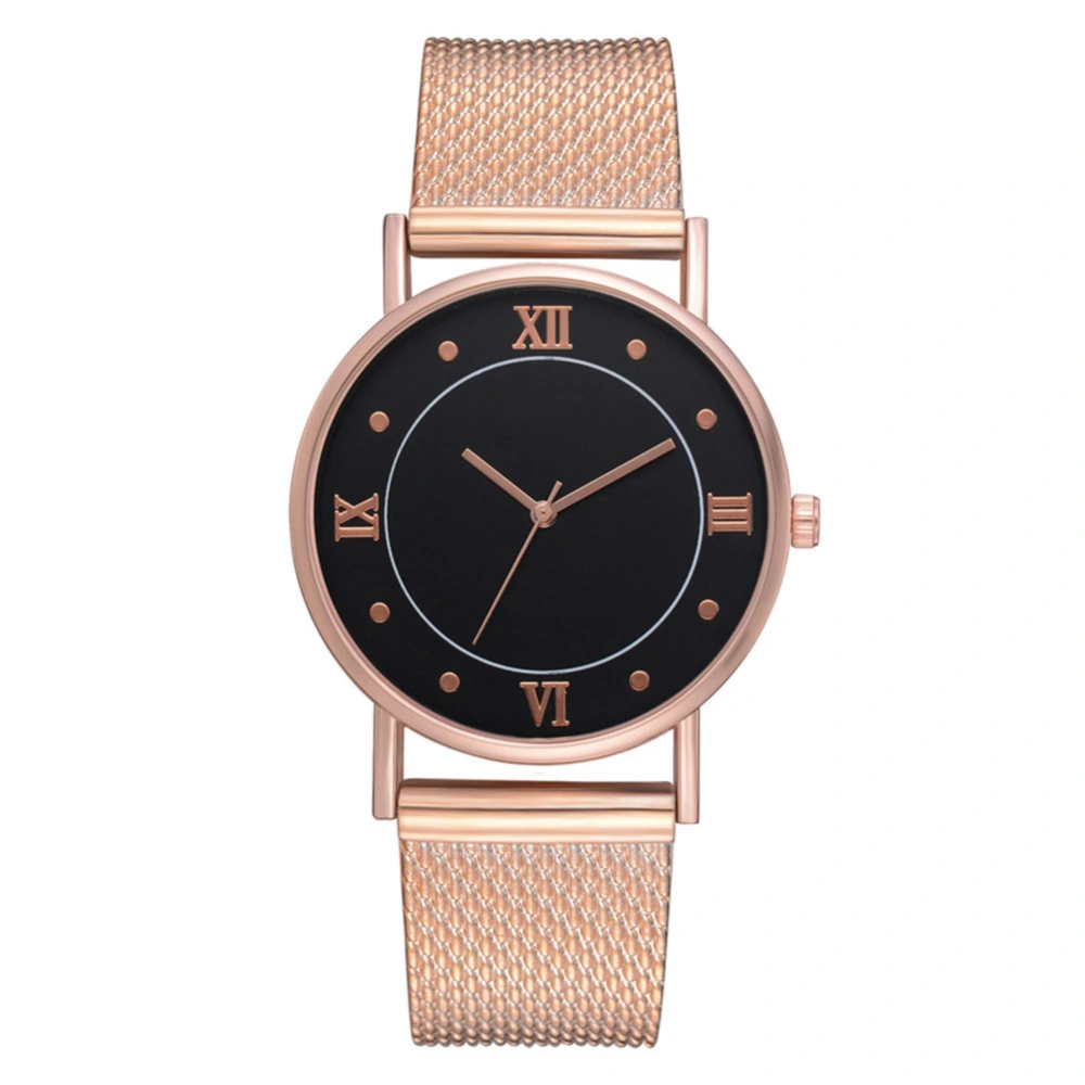 Fan TeeDa Quartz Watch Alloy Mesh Belt Strap Silicone Watch for Female (Rose Gold)