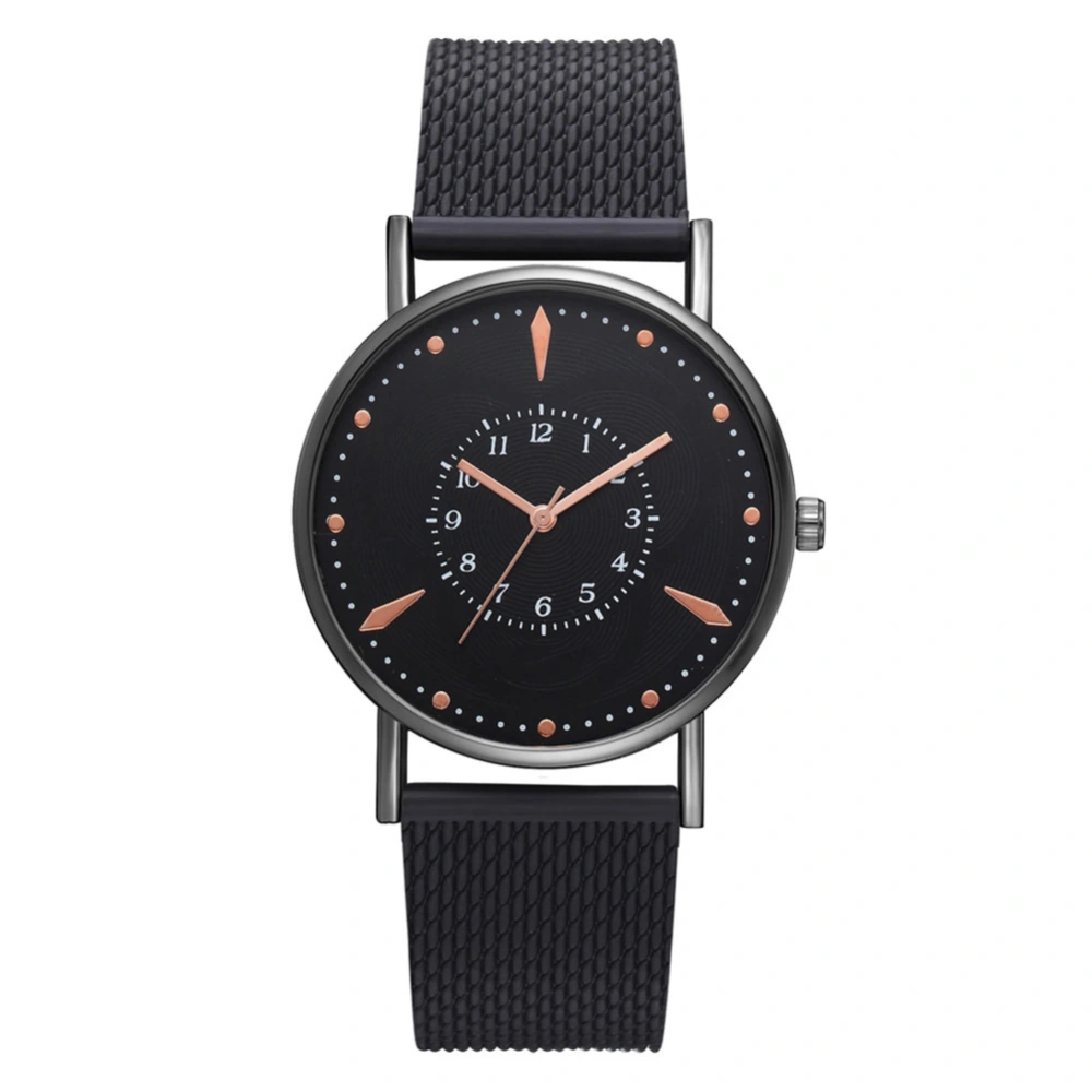 FanTeeDa Fashionable Man Alloy Wristwatch Quartz Analog Business Watch Black Rose Gold