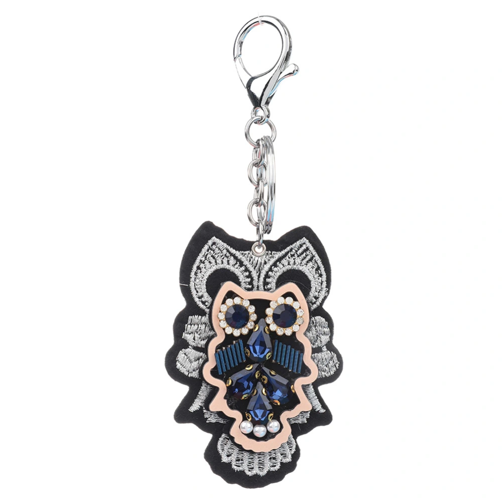 Fashionable Jewelry Accessory Paillette Owl Insect Key Ring Alloy Keychain Royal Blue YSK022