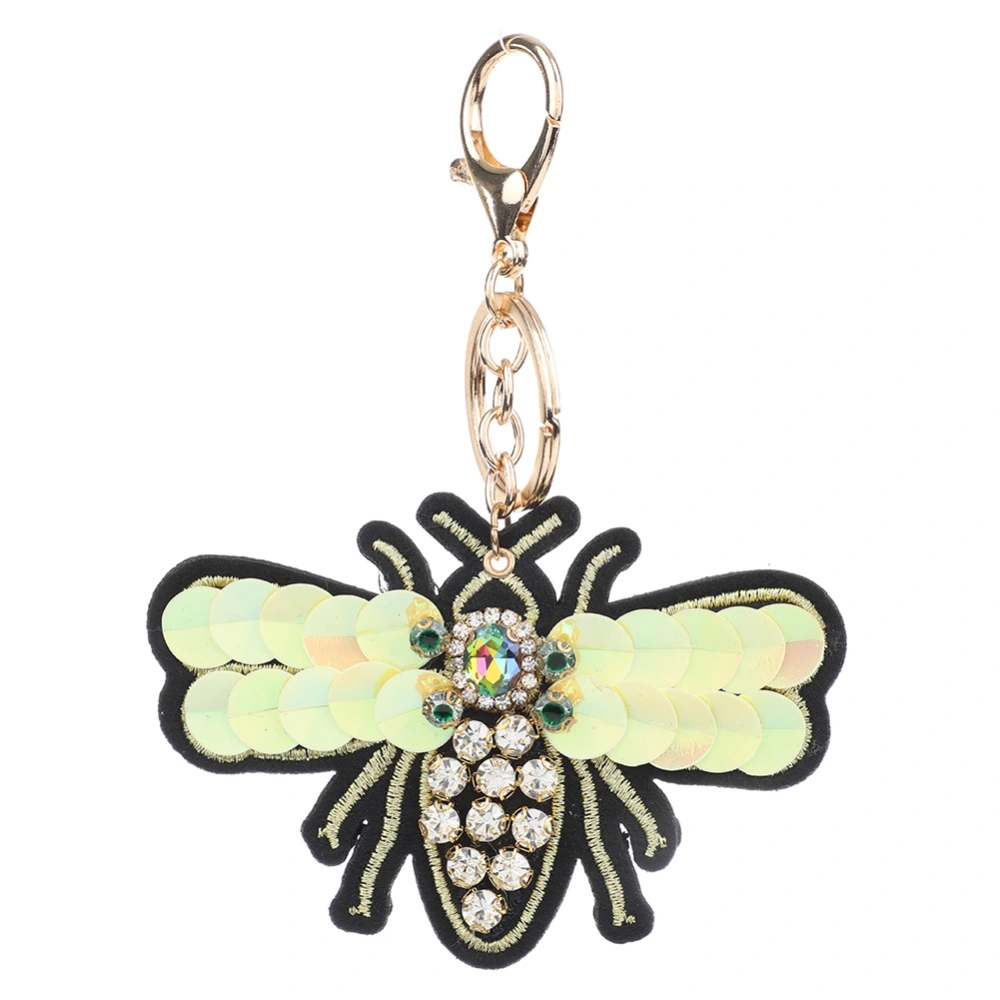 Fashionable Jewelry Accessory Paillette Bee Insect Key Ring Alloy Keychain Yellow+Gold YSK032