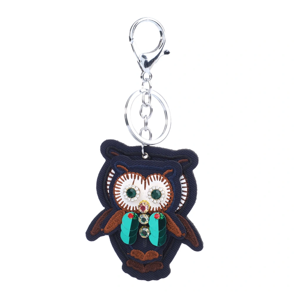 Fashionable Jewelry Accessory Paillette Cute Owl Key Ring Alloy Keychain Dark Green YSK024