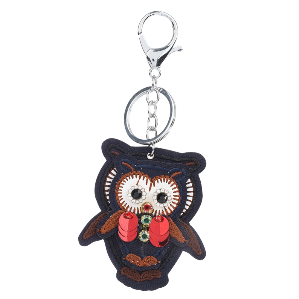 Fashionable Jewelry Accessory Paillette Cute Owl Key Ring Alloy Keychain Red YSK026