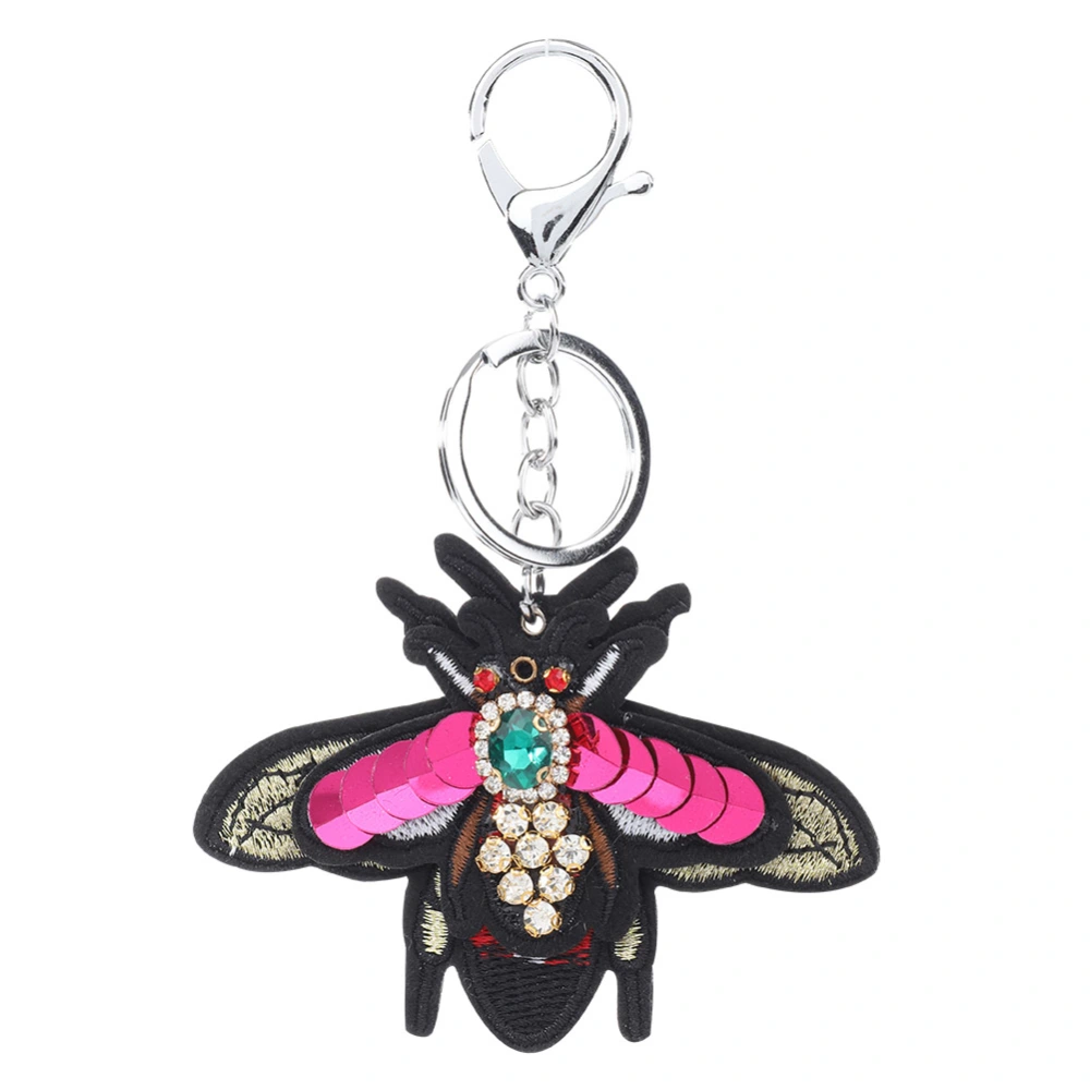 Fashionable Jewelry Accessory Paillette Bee Insect Key Ring Alloy Keychain (Rose Red)