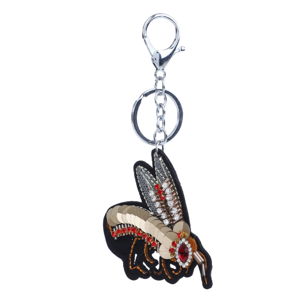 Fashionable Jewelry Accessory Paillette Insect Key Ring Alloy Keychain (Gold)