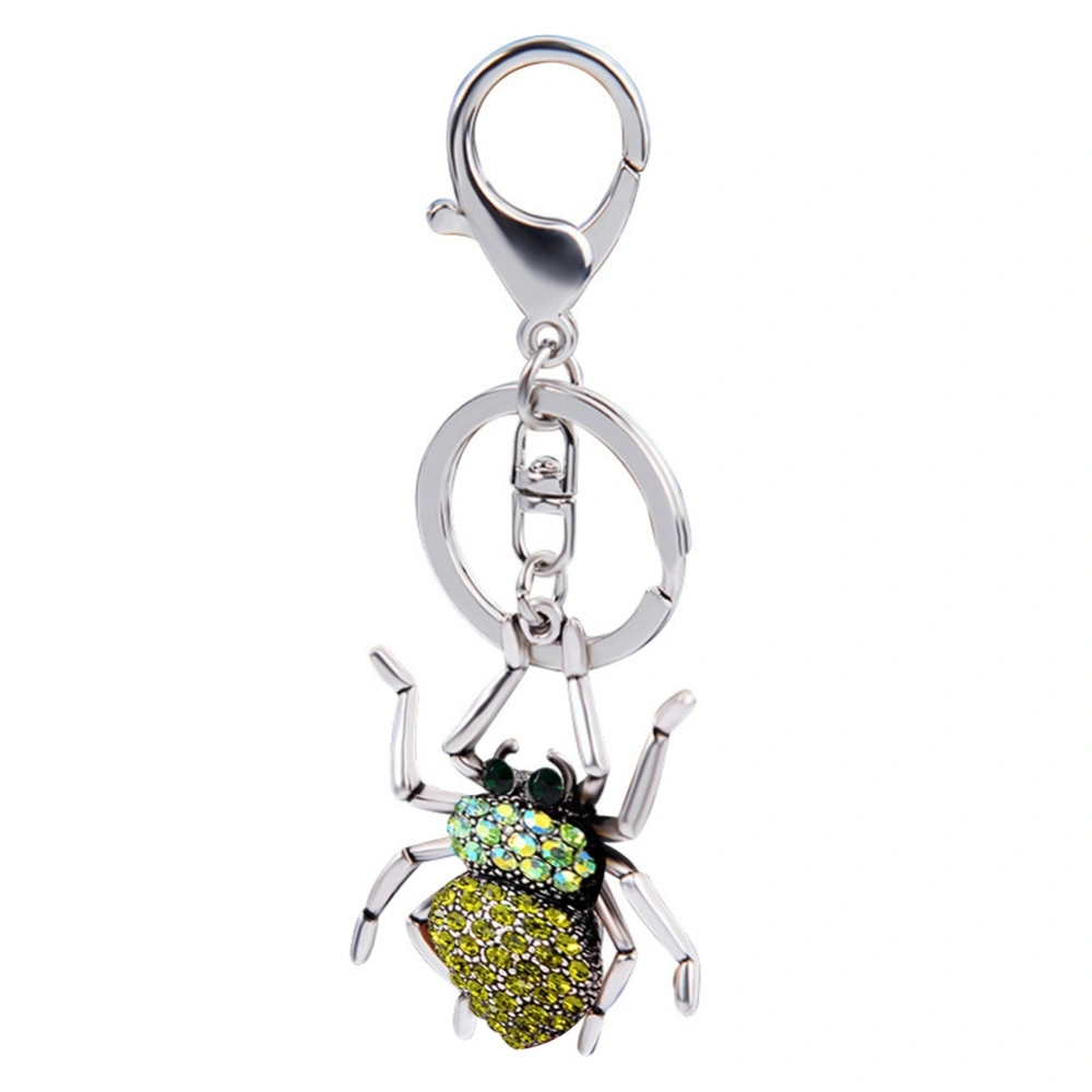 Fashionable Spider Keychain Alloy Key Ring with Rhinestone Decoration (Green)