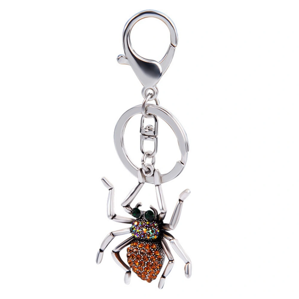 Fashionable Spider Keychain Alloy Key Ring with Rhinestone Decoration (Champagne)