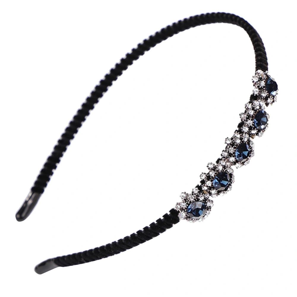 Fashion Women Girl NOn slip Flannelette Rhinestones Alloy Hairband White Dark Blue CHT-243