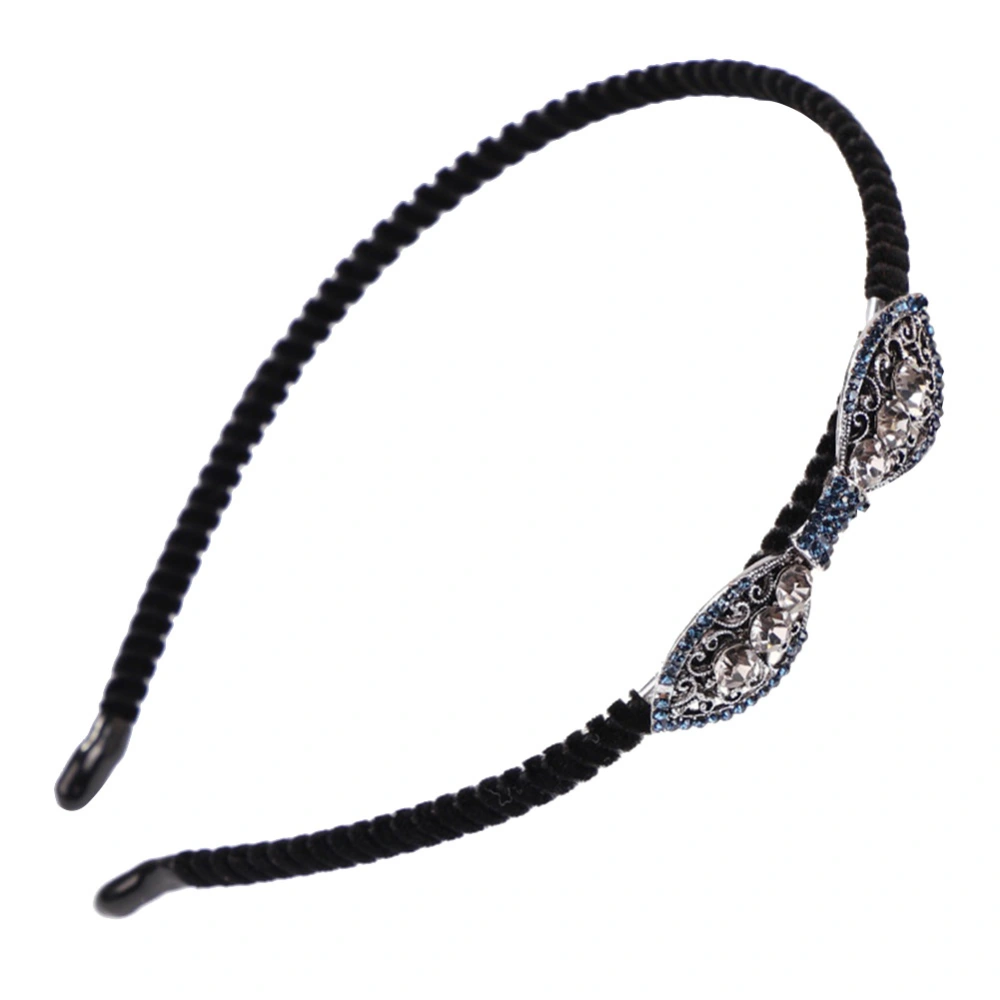 Fashion Women Girl NOn slip Flannelette Rhinestones Alloy Hairband White Dark Blue CHT-241