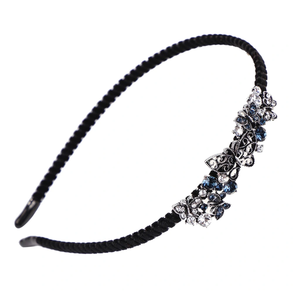 Fashion Women Girl NOn slip Flannelette Rhinestones Alloy Hairband White Dark Blue CHT-242