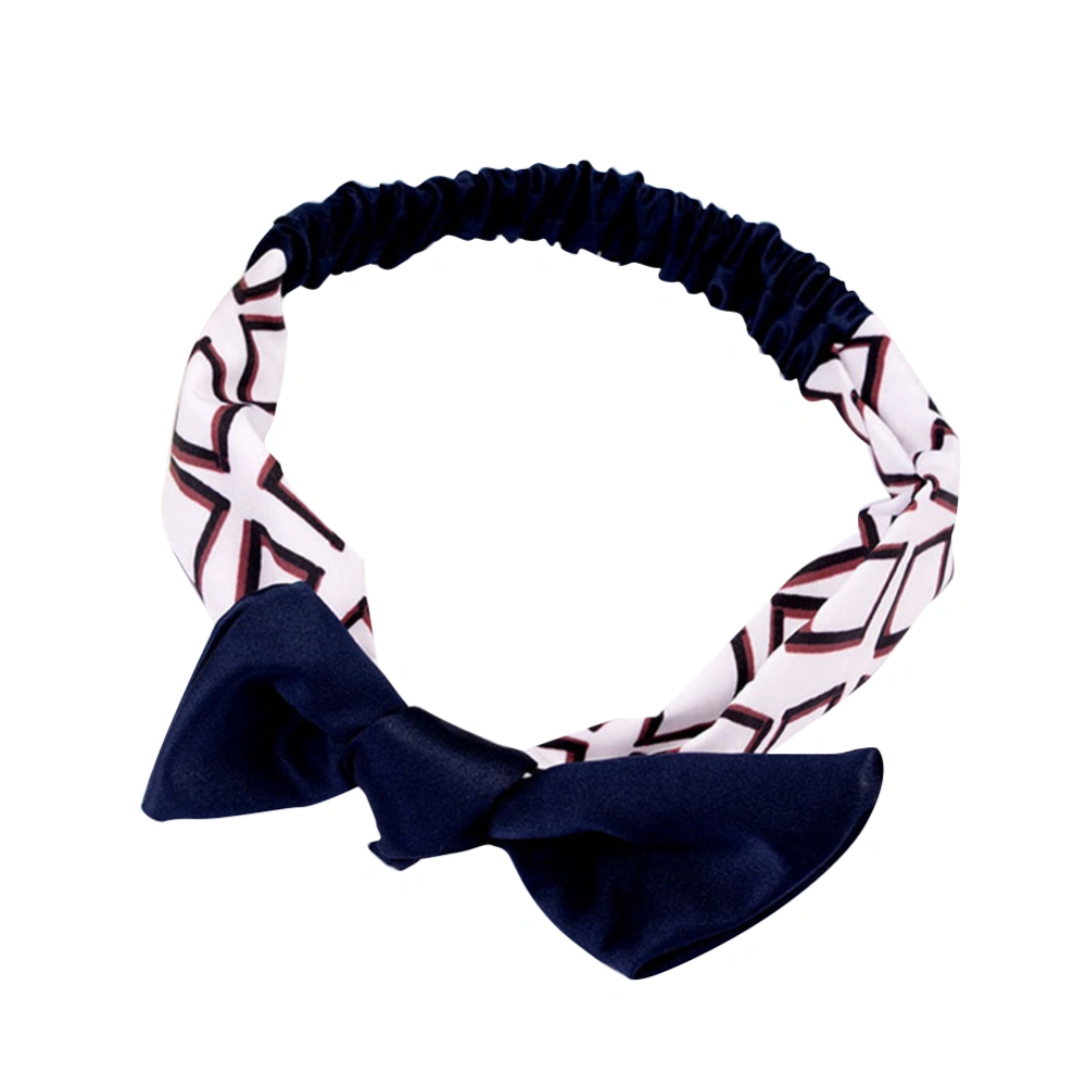 Fashion Women Girl Printing Hairband Elastic Hair Wrap Accessory(White Blue)