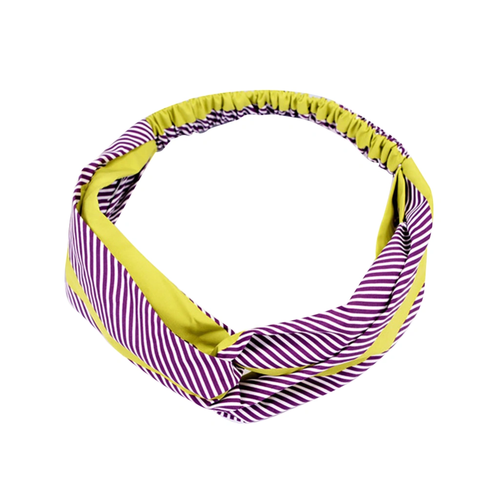 Fashion Women Girl Printing Hairband Elastic Hair Wrap Accessory(Purple Green)