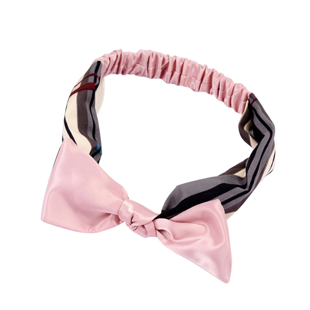 Fashion Women Girl Printing Hairband Elastic Hair Wrap Accessory(Coffee Pink)