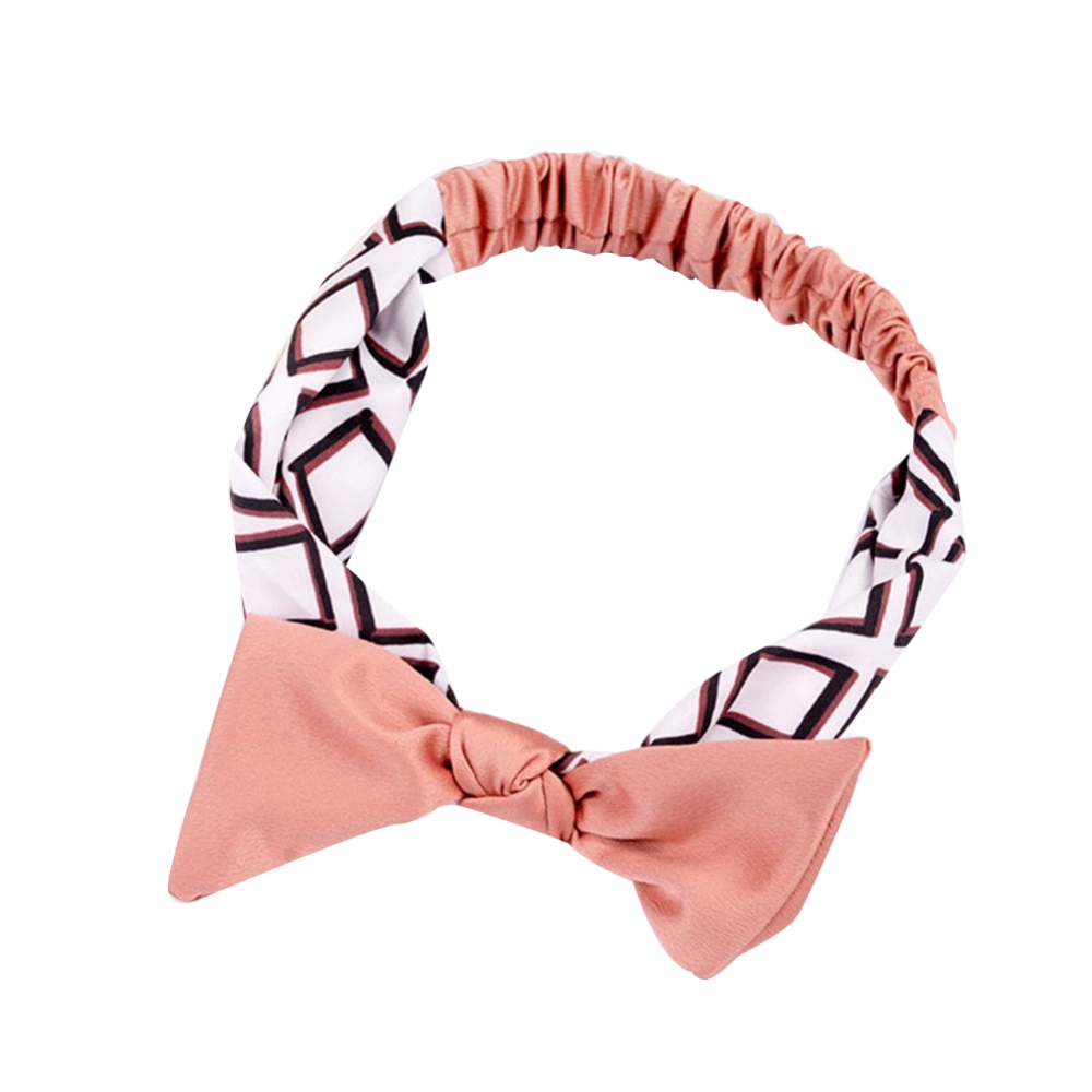 Fashion Women Girl Printing Hairband Elastic Hair Wrap Accessory(White Coffee)