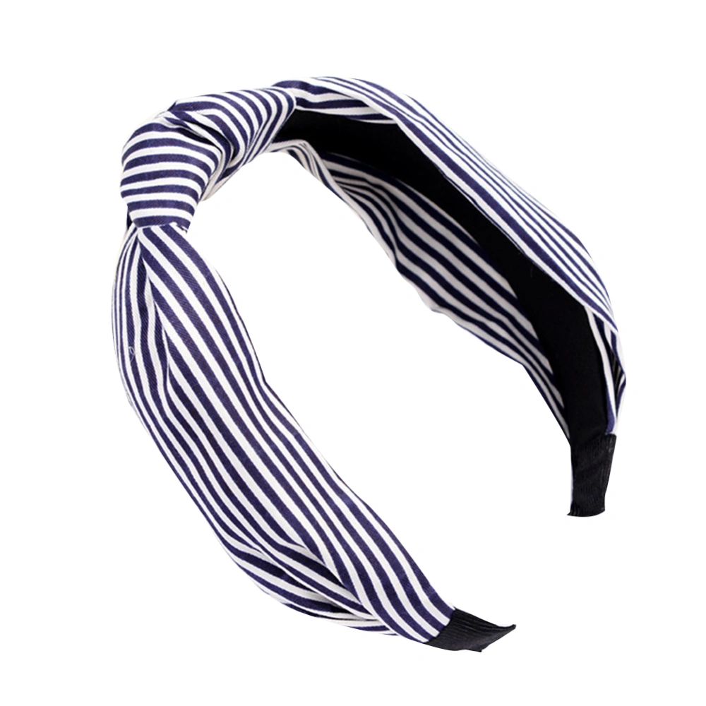 Fashion Lady Cloth Cross Knot Round Dot Hair Hoop Hairband Hair Accessories (Dark Blue)