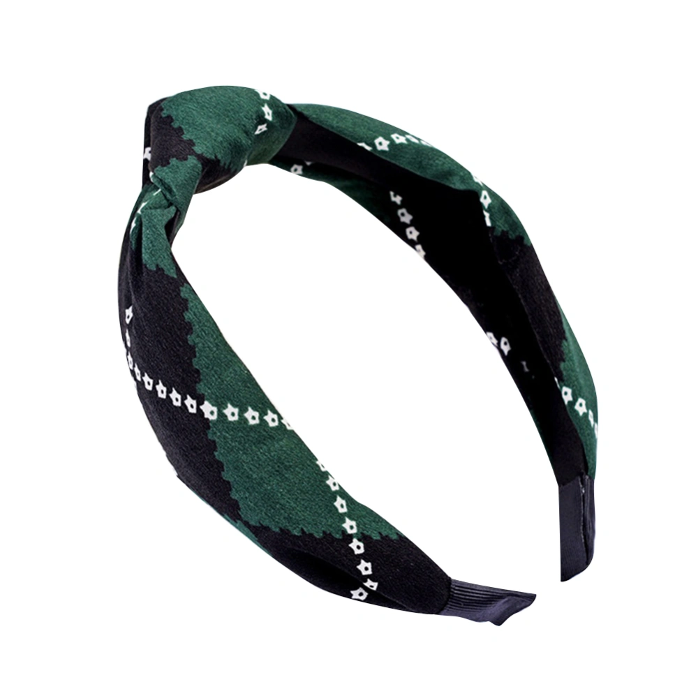 Fashion Lady Cloth Cross Knot Round Dot Hair Hoop Hairband Hair Accessories (Green)