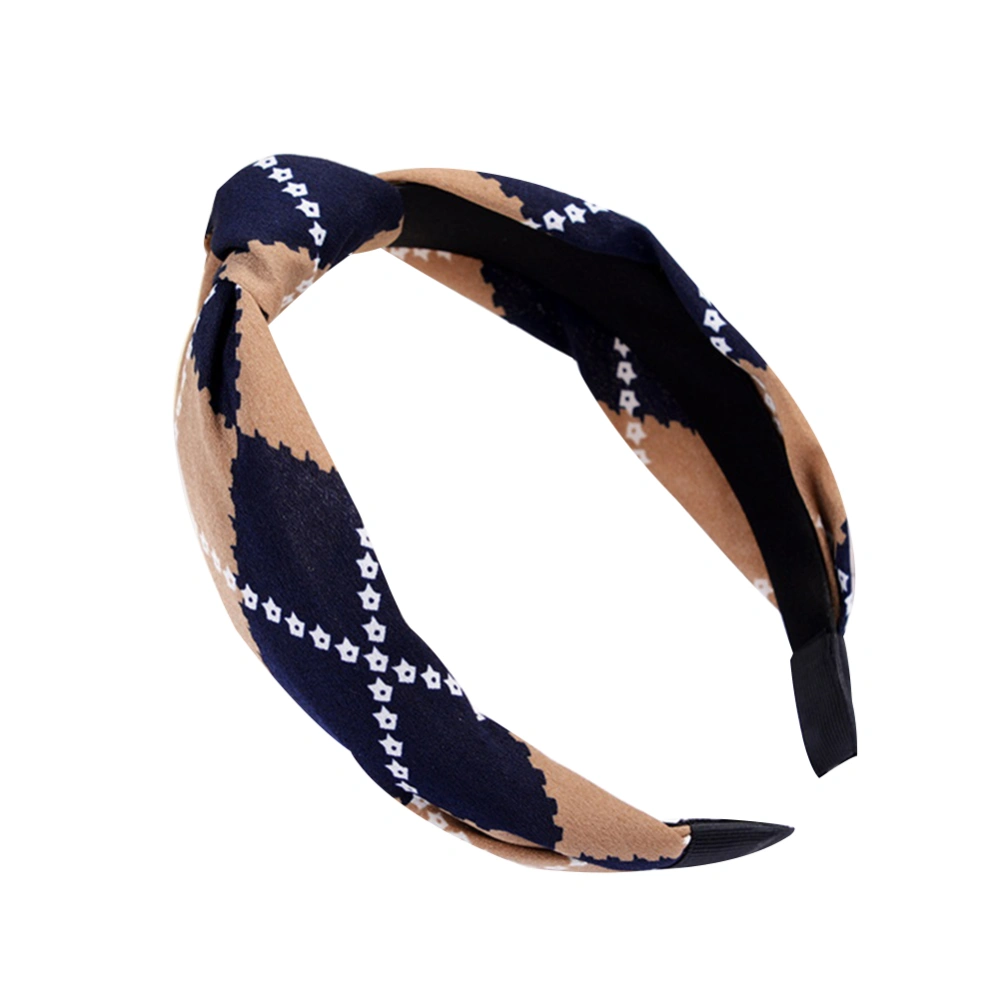 Fashion Lady Cloth Cross Knot Round Dot Hair Hoop Hairband Hair Accessories (369 Blue)