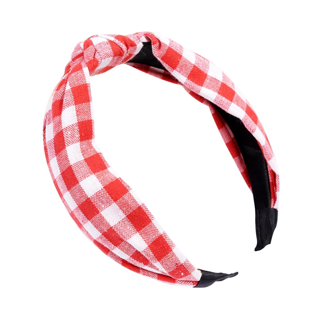 Fashion Lady Cloth Cross Knot Round Dot Hair Hoop Hairband Hair Accessories (Red)