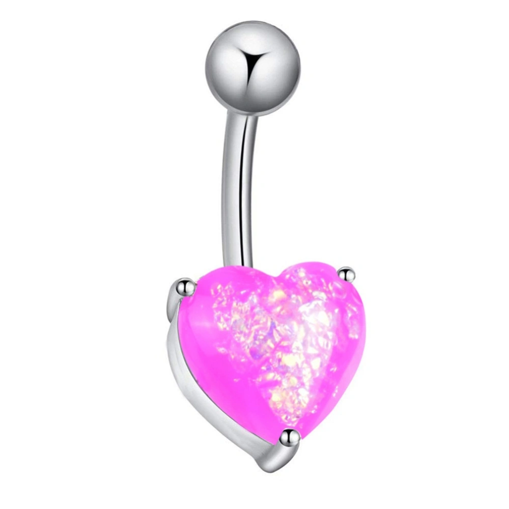 Fashion Heart Shape High Quality Alloy Belly Navel Ring Body Piercing Jewelry(Pink)