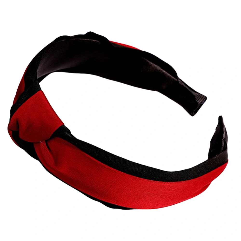 Fashion Lady Cloth Cross Knot Hair Hoop Hairband Hair Accessories Jewelry (Dark Red)