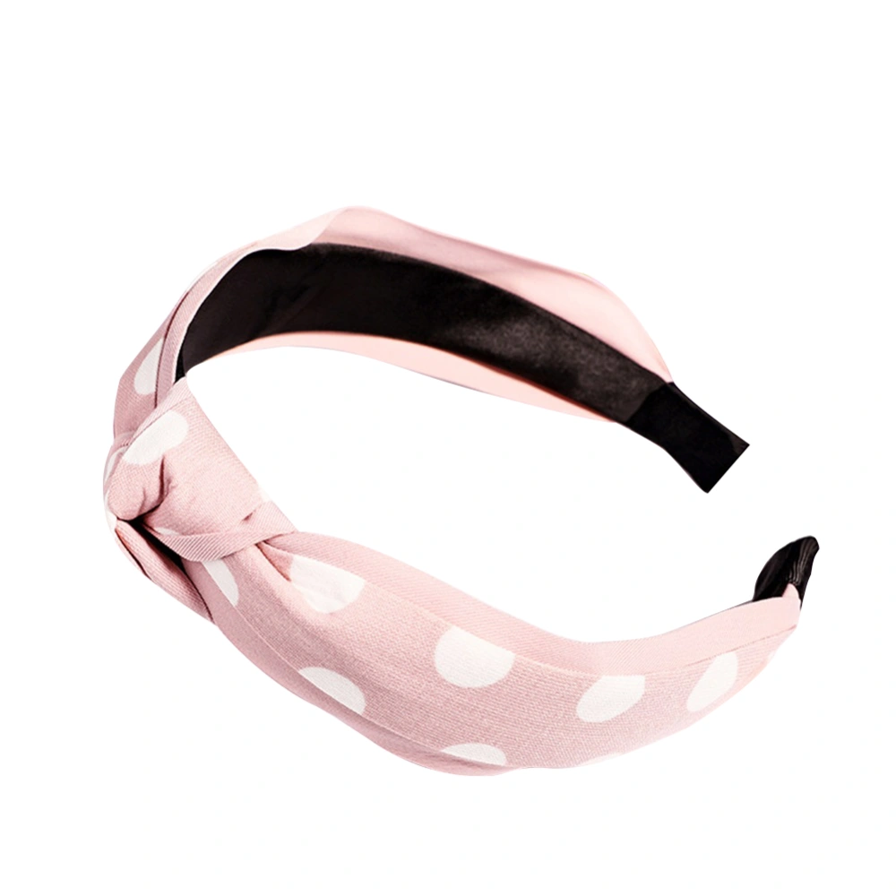 Fashion Lady Cloth Cross Knot Round Dot Hair Hoop Hairband Hair Accessories Jewelry(Light Pink)