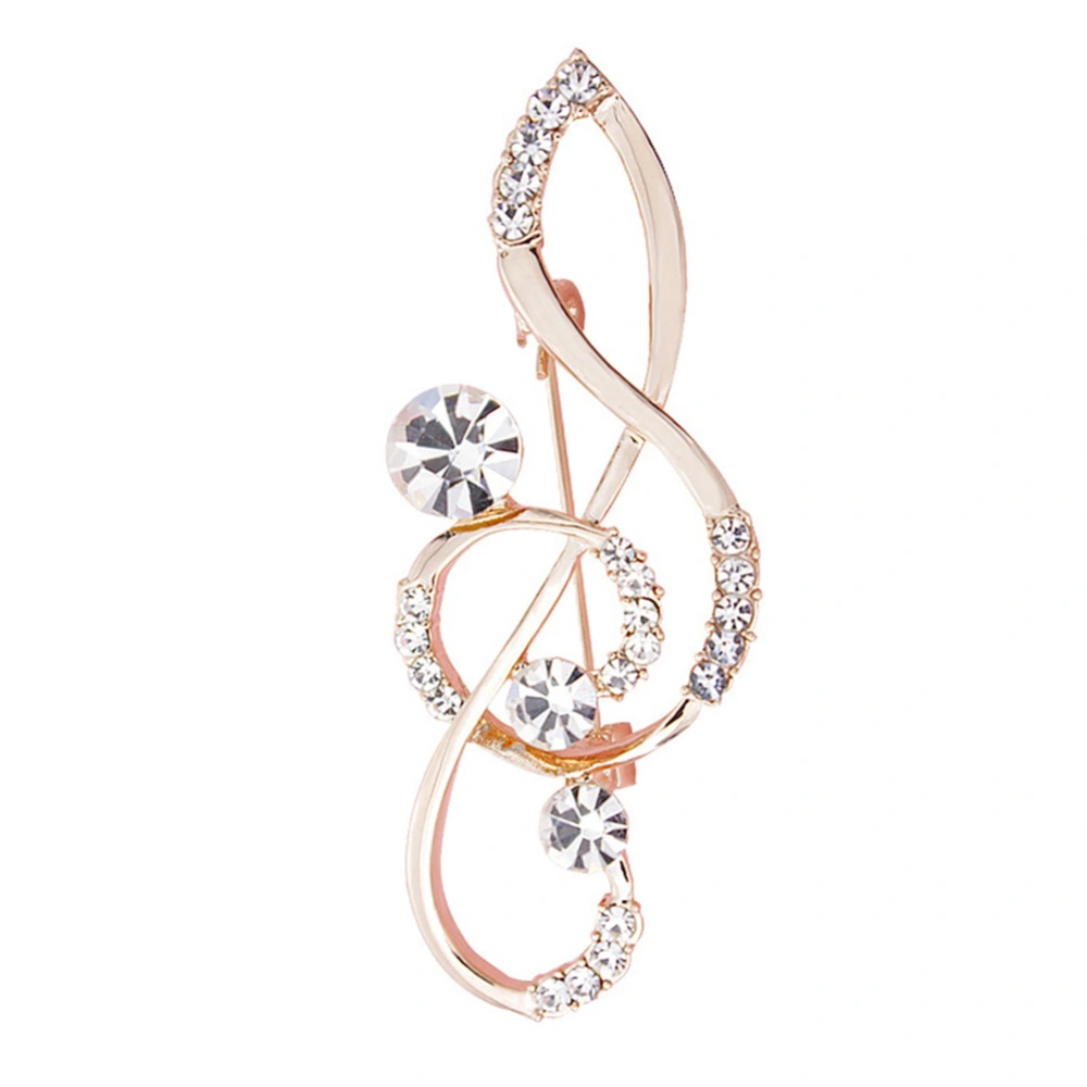 Elegant Women Ladies Exquisite Melody Brooch Pin with Rhinestone Clothing Accessory(Silver)