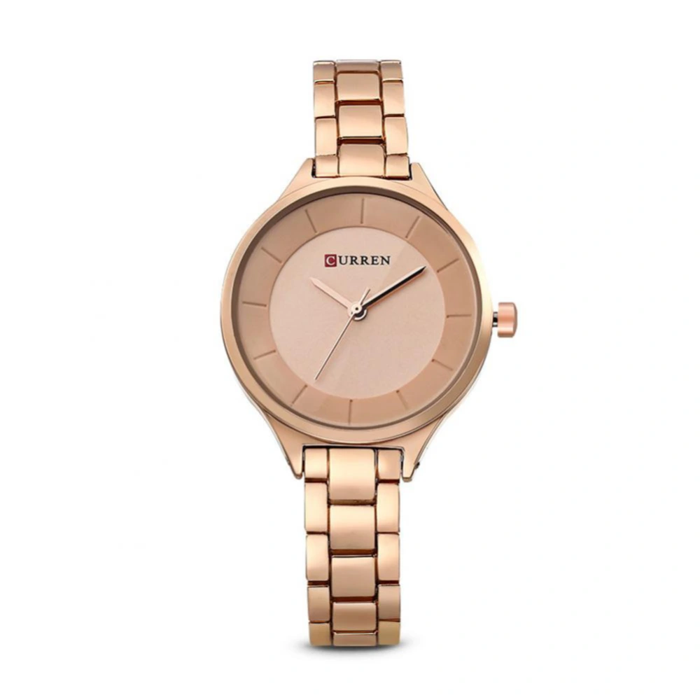 New Fashion Women Steel Band Waterproof Casual Quartz Watch(Rose Gold)