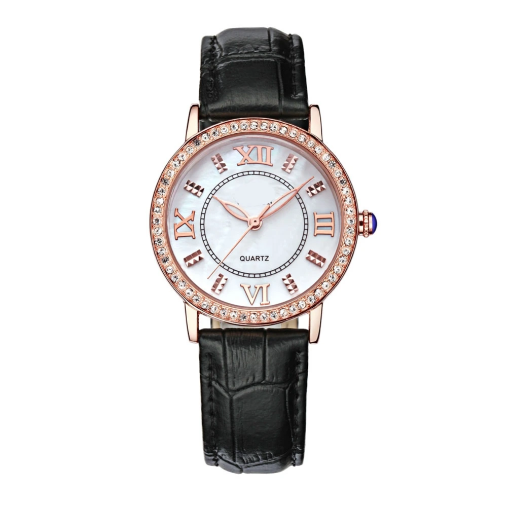 WWOOR Women Ladies Fashionable Elegant Quartz Movement Watches Wristwatch (Black)