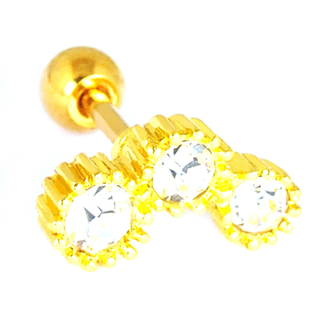 1 Pc Vintage Alloy Rhinestone Stud Earrings Jewelry for Women and Girls (Gold)