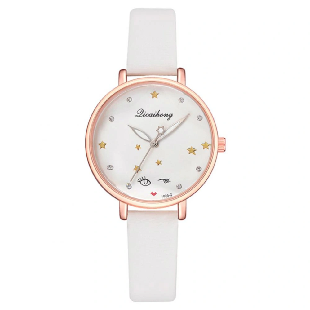 Trendy Casual Analog Display Quartz Movement Woman Lady Wrist Watch(White)