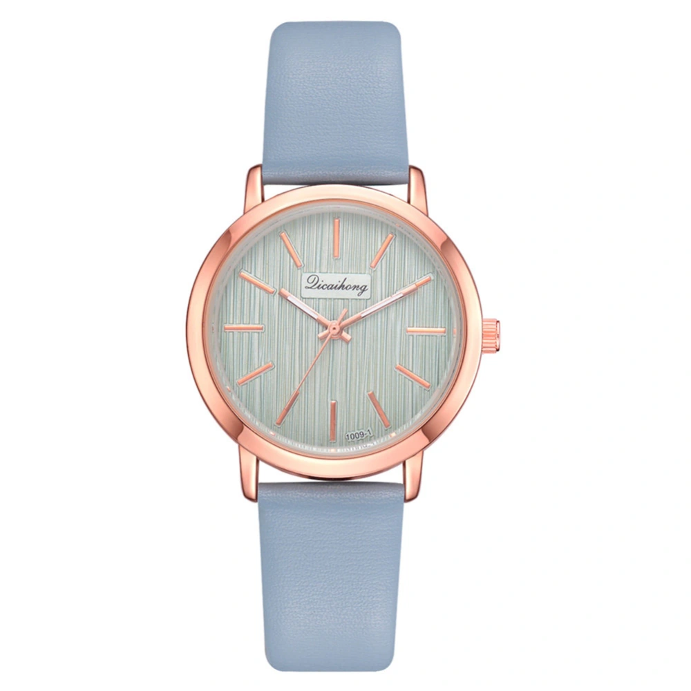 Vintage Elegant Analog Display Quartz Movement PU Strap Woman Lady Wristwatch(Cerulean)