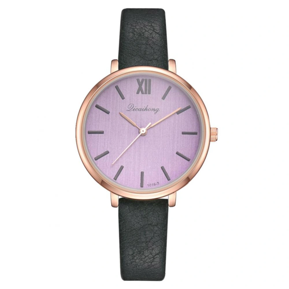 Fashionable Simple Women Casual PU Leather Strap Quartz Analog Wristwatch Watch(Purple)