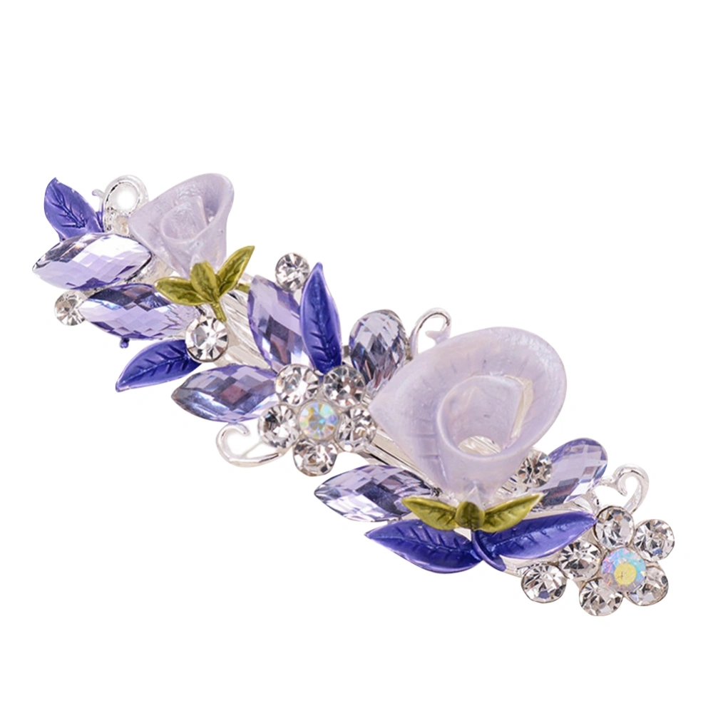 Lady Beautiful Hair Accessories Rhinestone Flower Pattern Hairpin Jewelry (130 Purple)