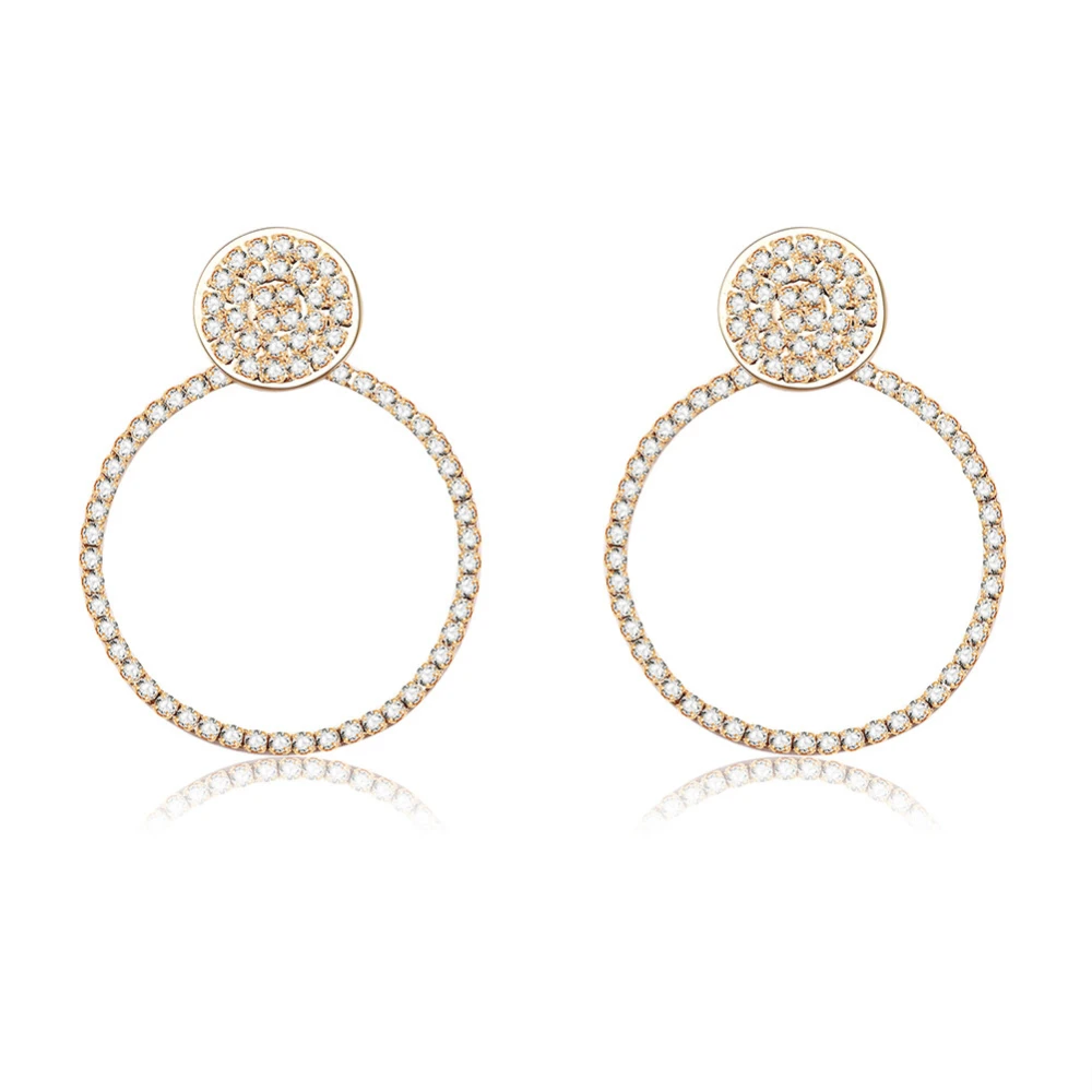 Fashionable Women Round Dangle Earrings Charm Alloy Ear Drop Jewelry Accessories