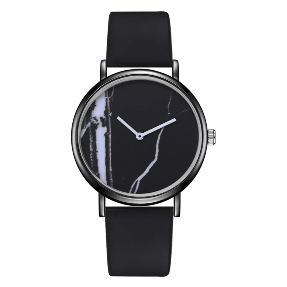 Fashionable Casual Men Women Watch PU Leather Strap Business Quartz Wristwatch(Black Black)