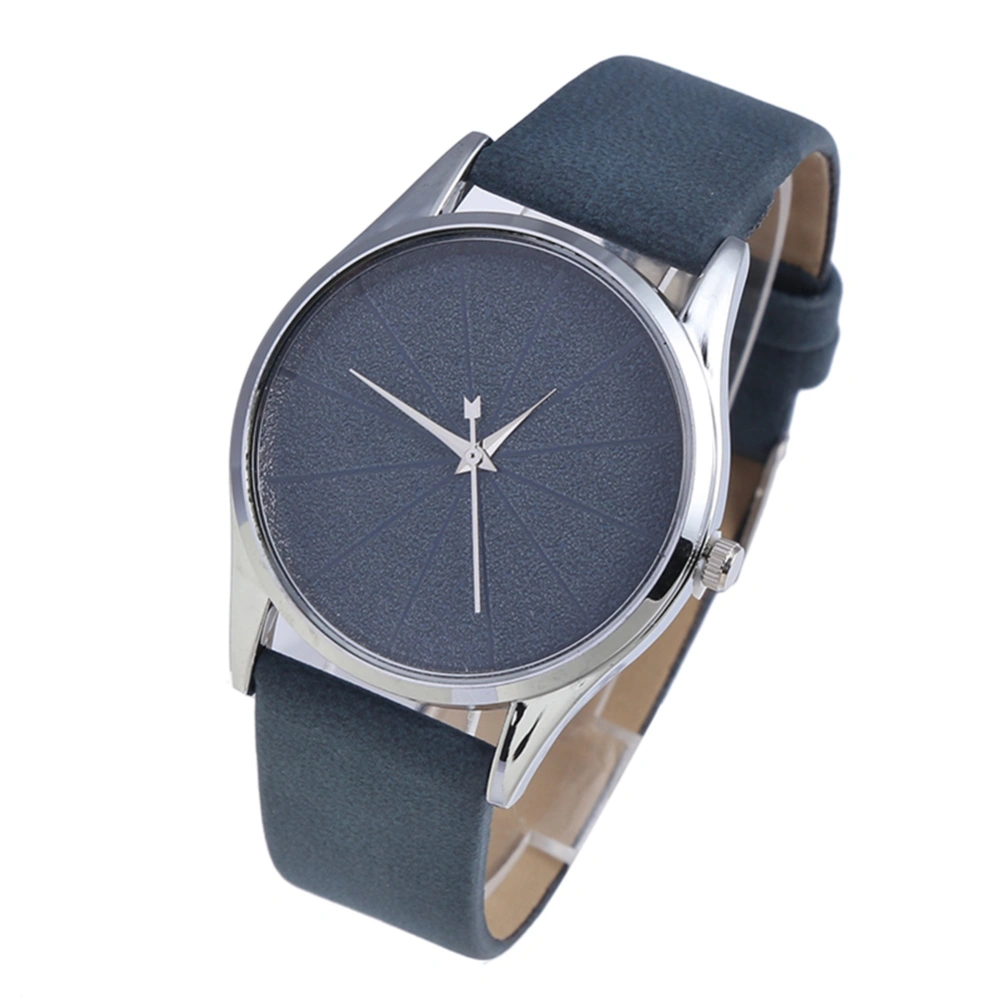 Fashionable Casual Women Quartz Wristwatch PU Leather Strap Simple Round Watch(Blue)