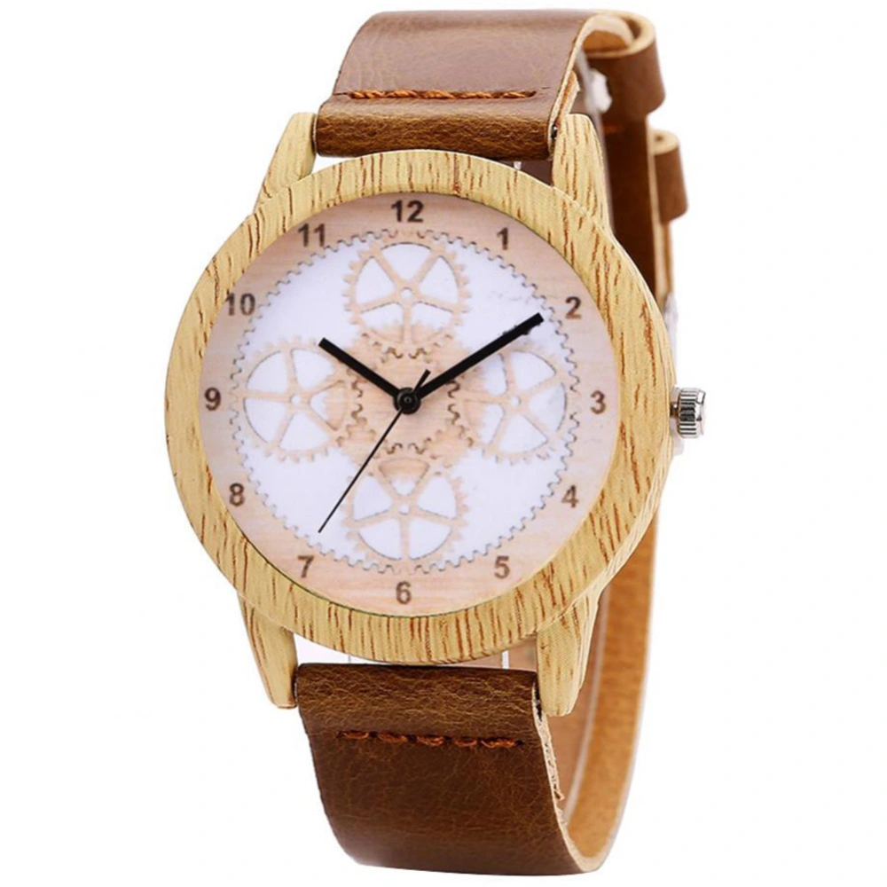 Retro Style Ladies Watch Personality Watch Women Fashionable Quartz Movement Watch (Dark Brown)