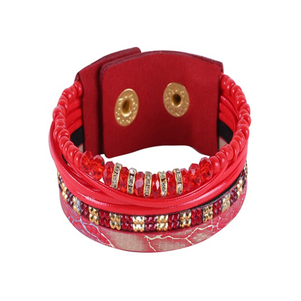 Fashion Korean Velvet Beads Bracelet Bangle Jewelry Accessory for Men(Red)