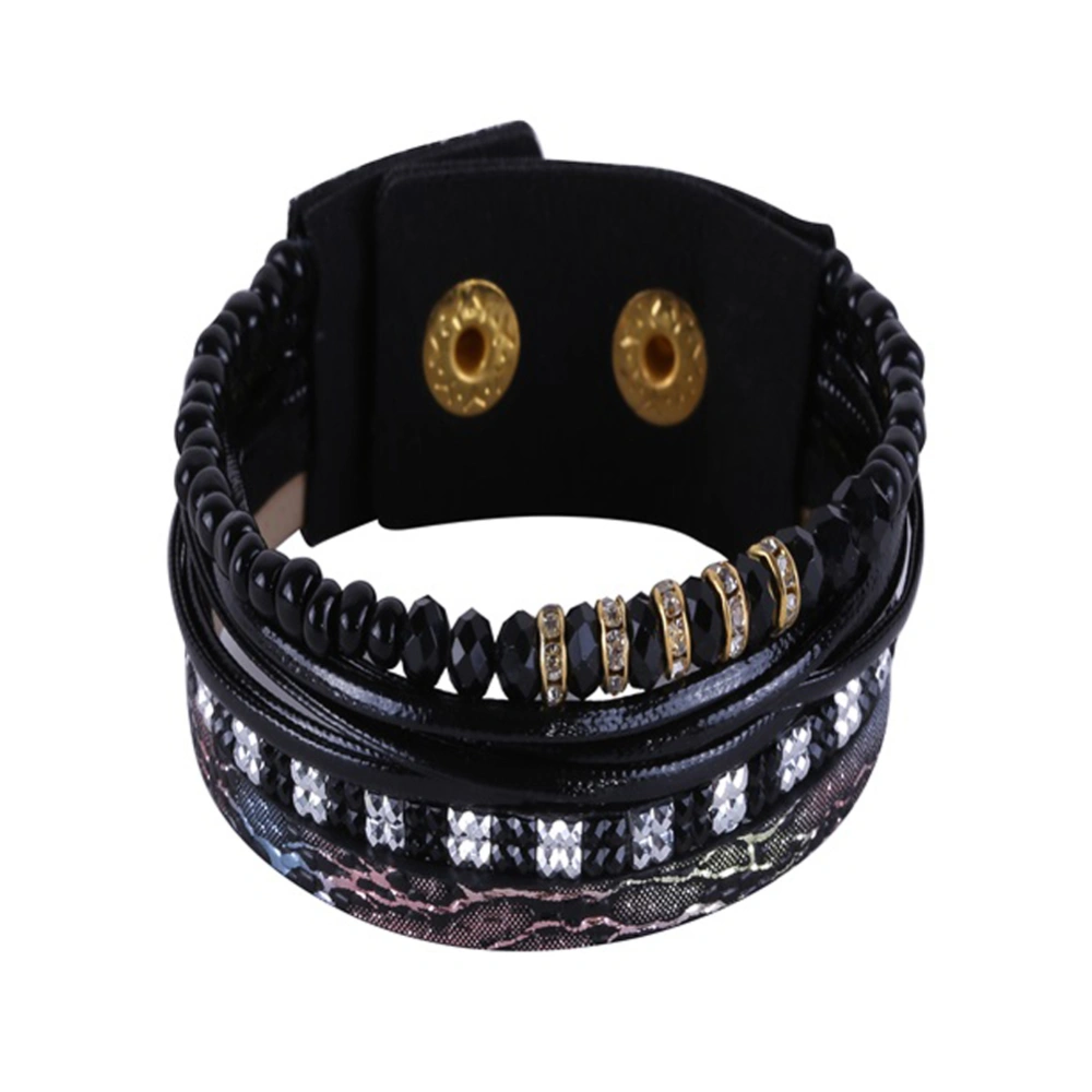 Fashion Korean Velvet Beads Bracelet Bangle Jewelry Accessory for Men(Black)