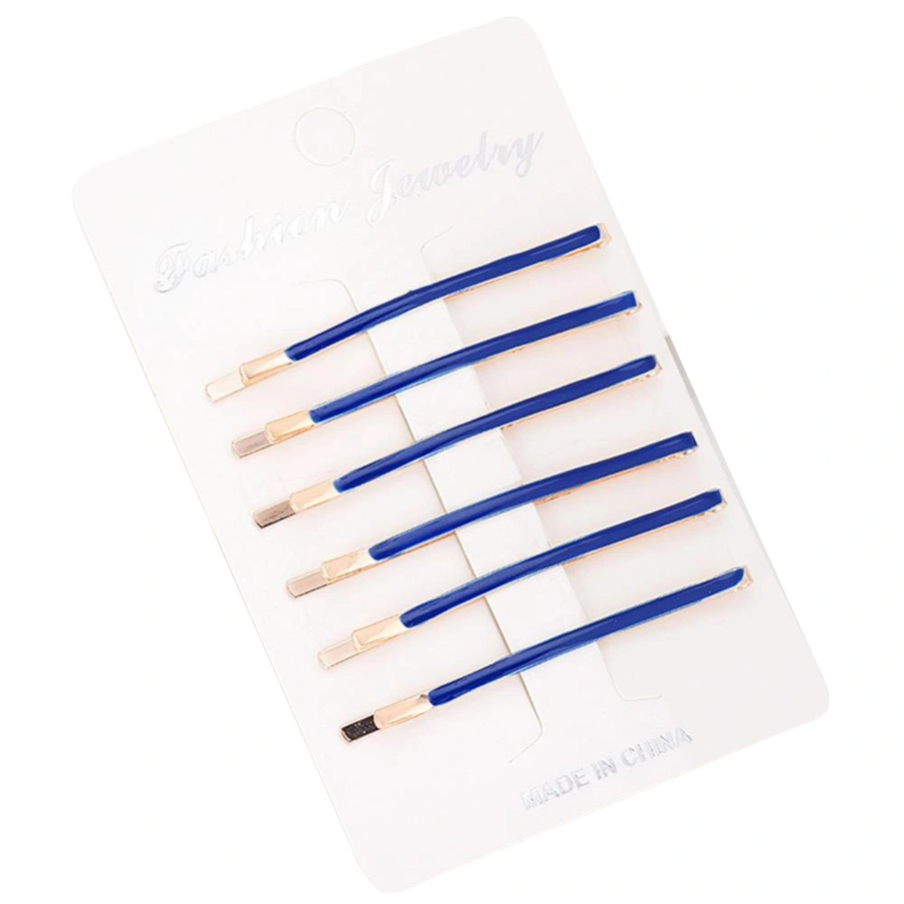 6Pcs Fashion Women Alloy Hair Clip Hairpin Bobby Pin Barrette (Gold Dark Blue, Short)