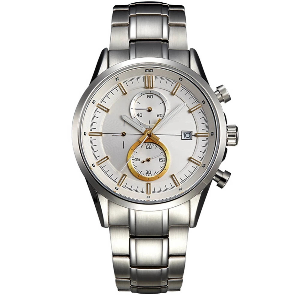 Stainless Steel Watch Waterproof Imported Quartz Watch (White Gold Nailed Silver Belt)