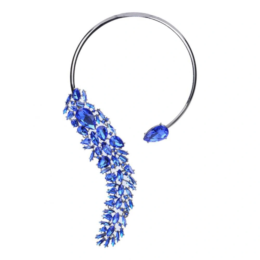 Fashionable Women Lady Girl Exaggerated Vintage Alloy Rhinestone Necklace (blue)