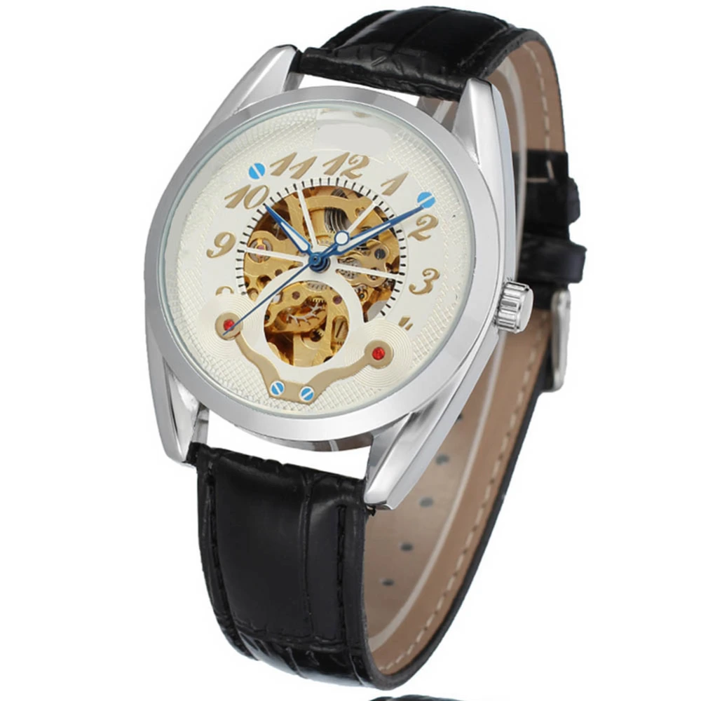 Male Automatic Watch Man Mechanical Watch Full Hollow Waterproof Wristwatch White Silver Gold