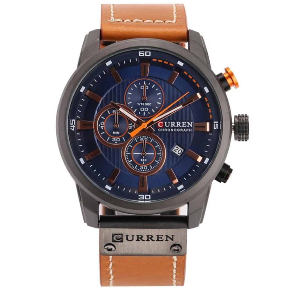 Curren Innovative Calendar Man Watch Soft PU Leather Wristband Quartz Wristwatch Color 2