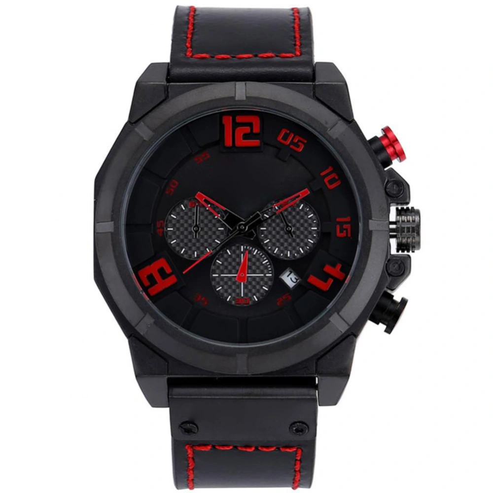 Curren Fashionable Calendar Man Watch PU Leather Wristband Quartz Wristwatch Waterproof Color 2