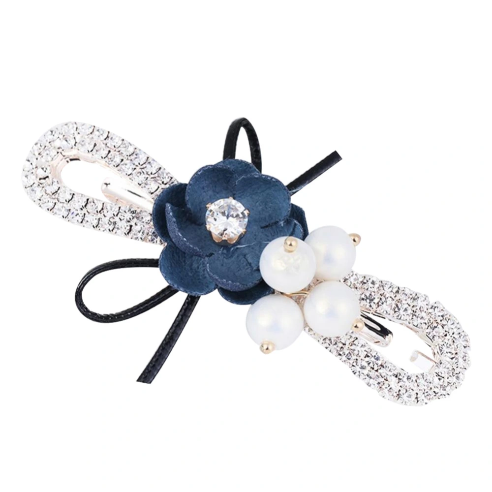 Lady Beautiful Hair Accessories Rhinestone Flower Pattern Hairpin Jewelry (1226 Blue)