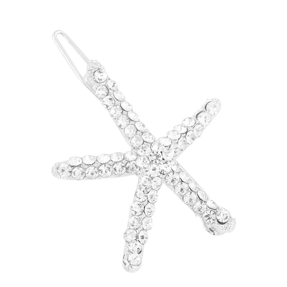 Bowknot Heart Shape Rhinestone Hollow Hair Clip Pin Metal Barrette Accessories(1345 Silver)