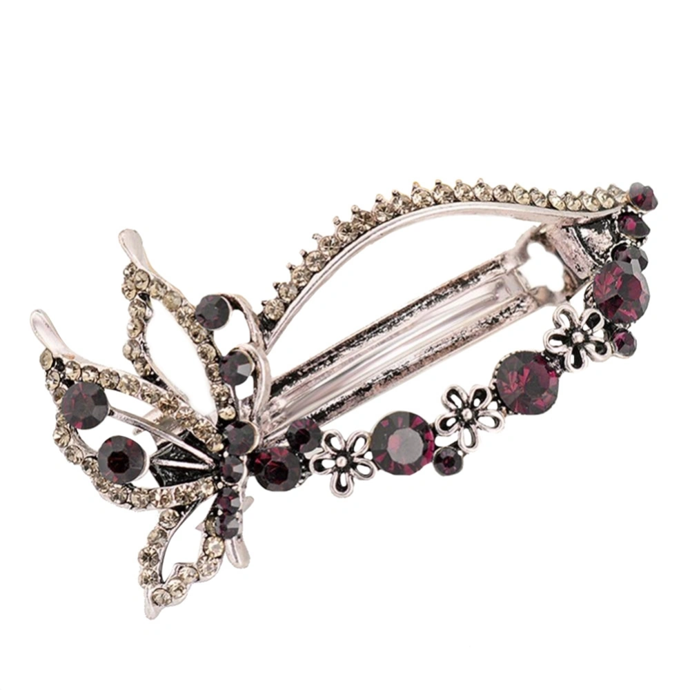 Fashionable Rhinestones Alloy Women Hair Clip Hairpins Hair Accessory(Violet Black 350)