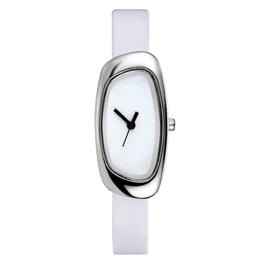 Fashionable Casual Irregular Dial Quartz Women Minimalist Style Wristwatch Watch(White)