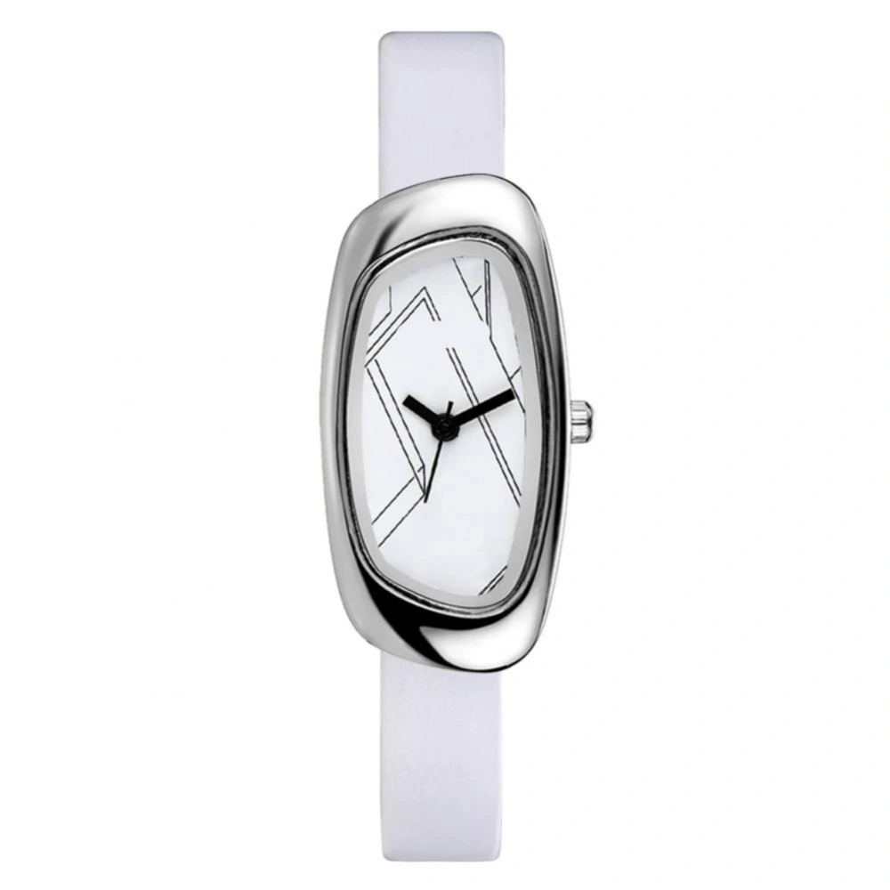 3Colors Silver Watchcase Casual Fashion Men Women Male and Female Unisex Couple Watch(White)